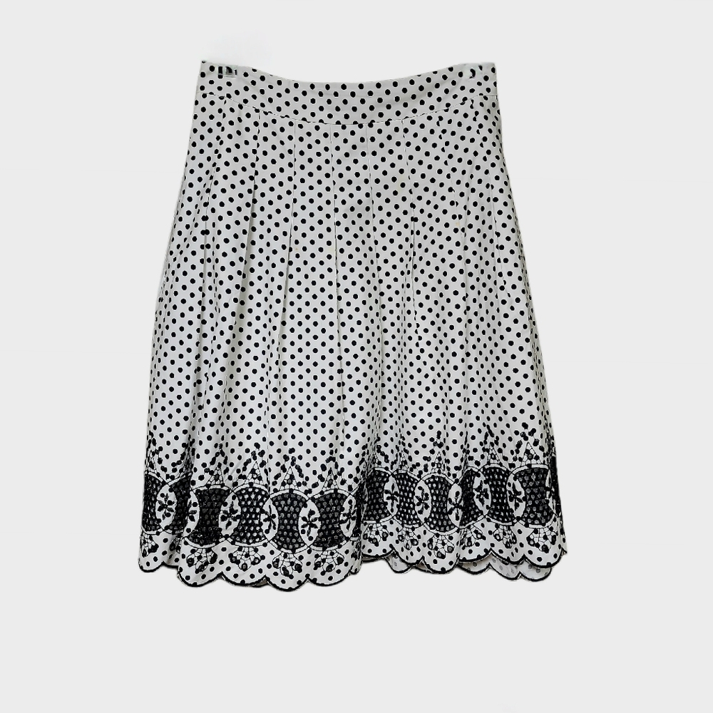 Talbots Black and White Polka Dot Beautiful and Unique Eyelet Skirt Set 16p